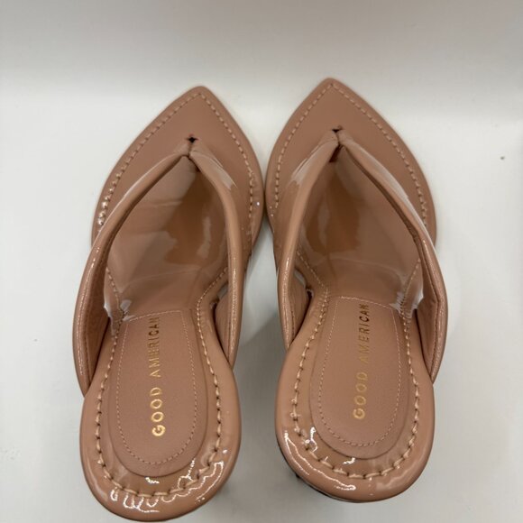 New Kardashian Good American Clear Wedge Sandals Dusty Patent Size 9 Women $200 - Picture 8 of 10